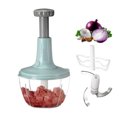 Manual Hand Operated Chopper & Slicer Set – 4 - Blade Food Processor - Kitchen Core