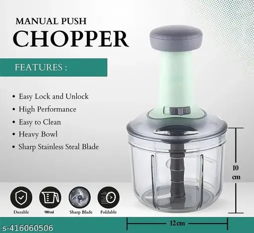 Manual Hand Operated Chopper & Slicer Set – 4 - Blade Food Processor - Kitchen Core